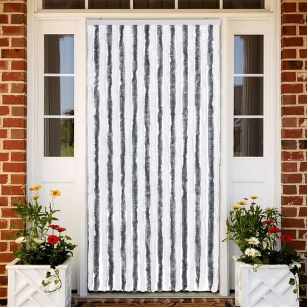 vidaXL Insektgardin grå og hvit 90x220 cm chenille