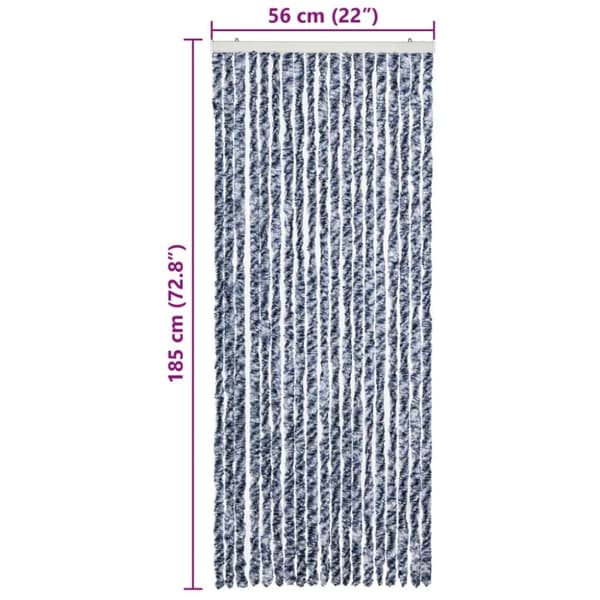 vidaXL Hyönteisverho sininen, valkoinen ja hopea 56x185 cm Chenille