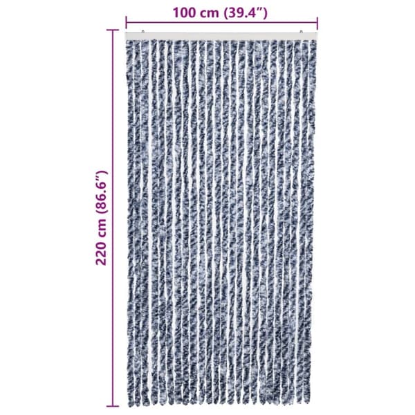 vidaXL Hyönteisverho sininen, valkoinen ja hopea 100x220 cm Chenille