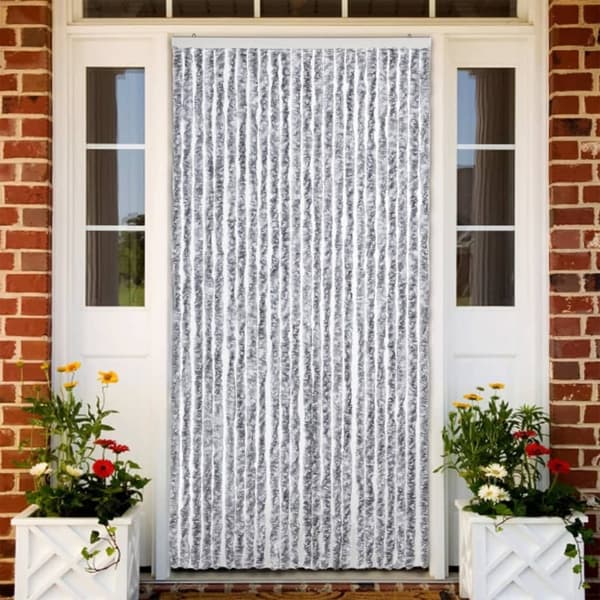 vidaXL Insektsdraperi vit och grå 100x220 cm chenille