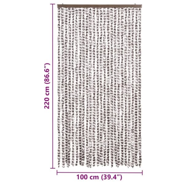 vidaXL Insektgardin gråbrun og hvit 100x220 cm chenille