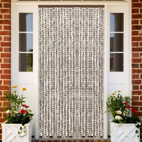 vidaXL Insektgardin gråbrun og hvit 100x220 cm chenille