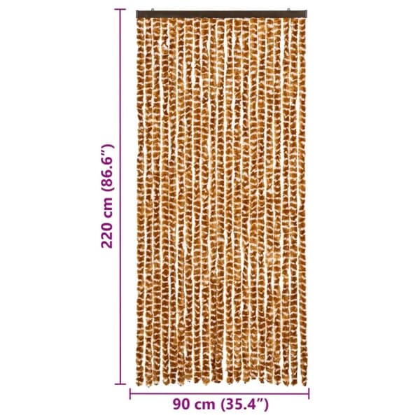 vidaXL Insektsdraperi ockra och vit 90x220 cm chenille