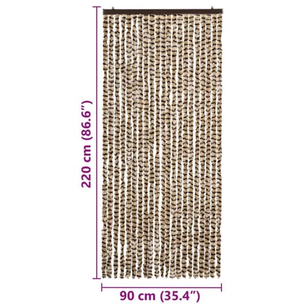 vidaXL Insektsdraperi beige och brun 90x220 cm chenille