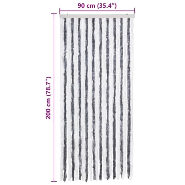 vidaXL Insektsdraperi grå och vit 90x200 cm chenille
