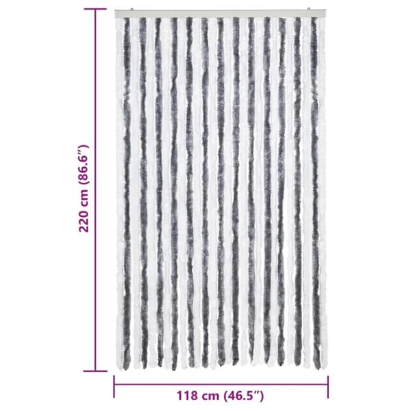 vidaXL insektgardin 118x200 cm chenille grå og hvid