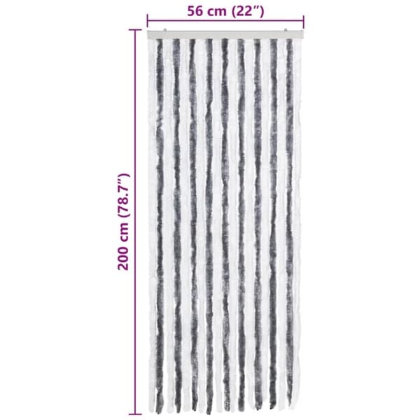 vidaXL insektgardin 56x200 cm chenille grå og hvid