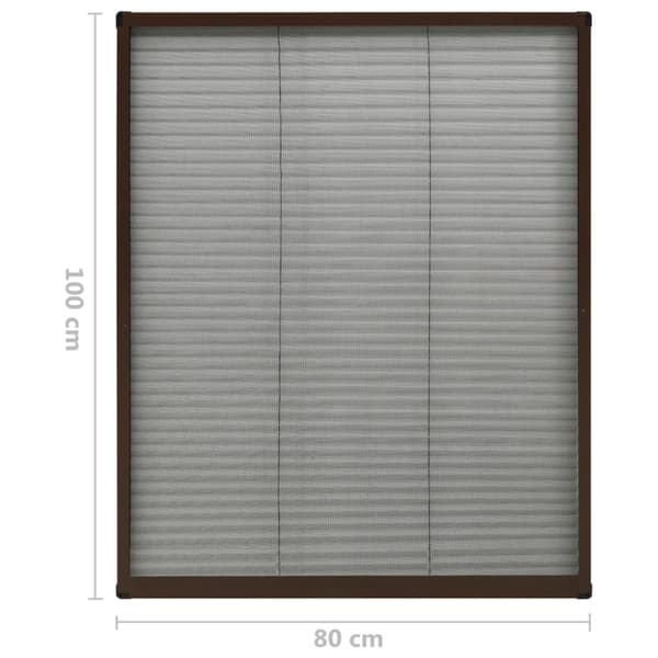 vidaXL Plissert insektskjerm for vindu aluminium brun 80x100 cm