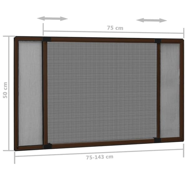 vidaXL Utvidbar insektskjerm for vindu brun (75-143)x50 cm
