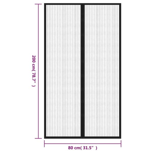 vidaXL Insektsdraperier 2 st med magneter svart 200x80 cm