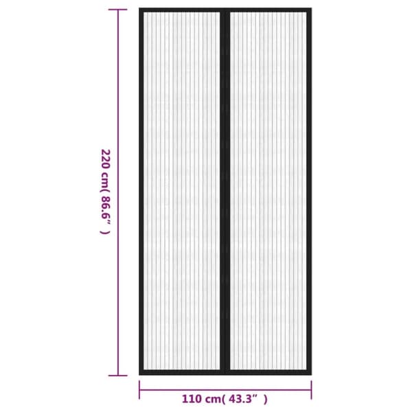 vidaXL insektnet til dør 2 stk. med magneter 220x110 cm sort