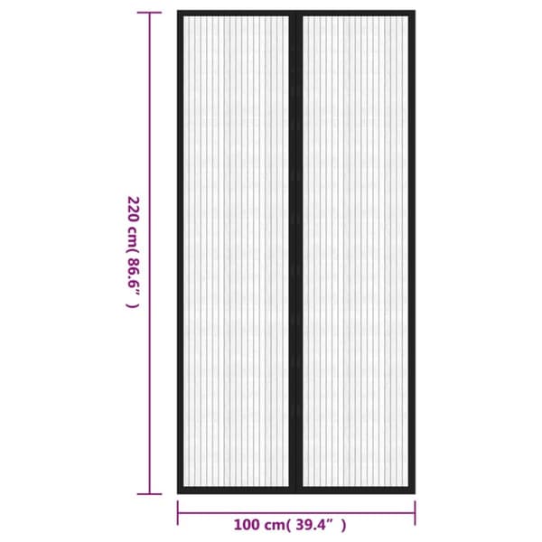 vidaXL Insektsgardiner for dør 2 stk med magnetblokker svart 220x100cm