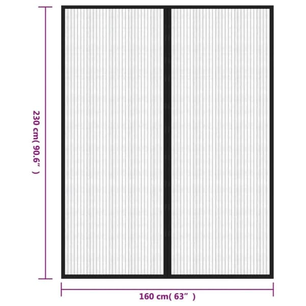 vidaXL Insektsdraperier 2 st med magneter svart 230x160 cm