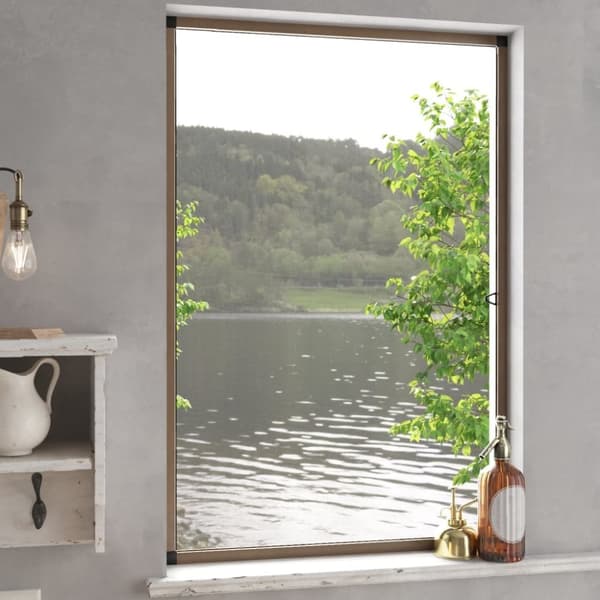 vidaXL Insektsnät för fönster brun 90x120 cm