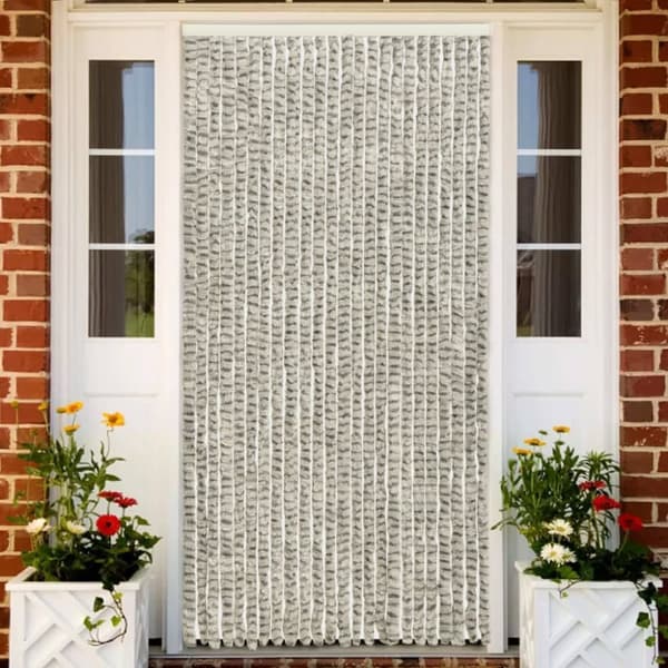 Insektsdraperi ljusgrå och mörkgrå 100x220 cm chenille