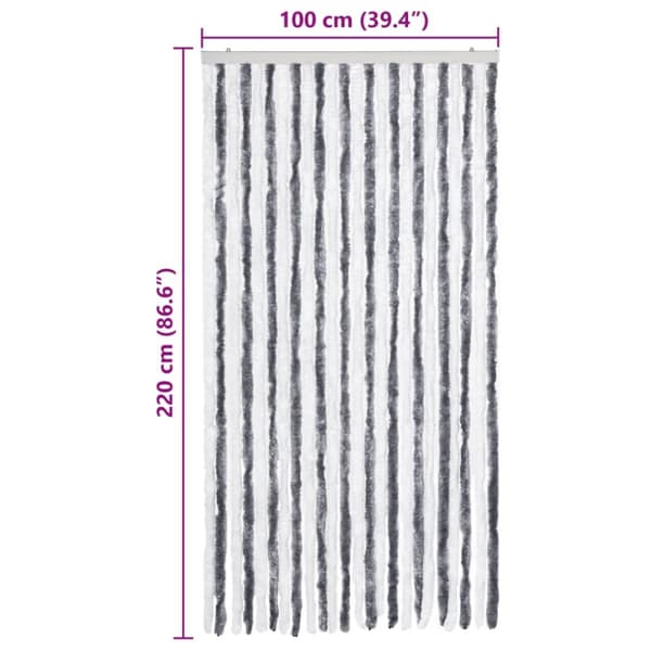 Insektsdraperi grå och vit 100x220 cm chenille