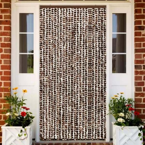 insektgardin 100x220 cm chenille brun og hvid