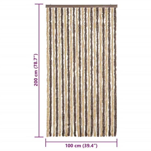 vidaXL Fluegardin mørkebrun og beige 100x200 cm chenille