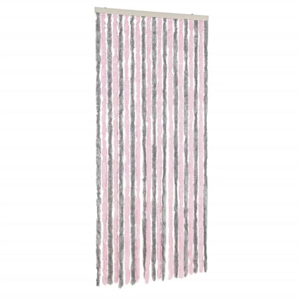 vidaXL Insektsgardin silvergrå och rosa 100x200 cm chenille