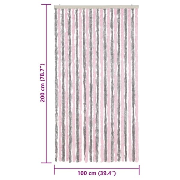 vidaXL Insektsgardin silvergrå och rosa 100x200 cm chenille