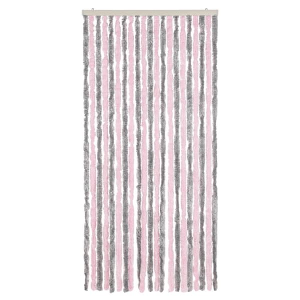 vidaXL flueforhæng 90x220 cm chenille sølvgrå og lyserød