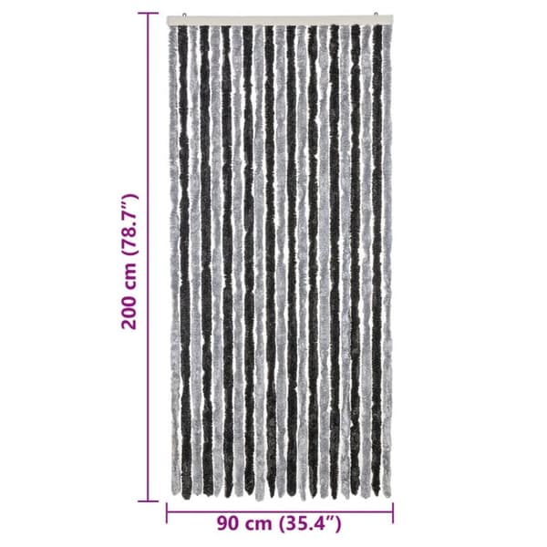vidaXL Fluegardin grå og svart 90x200 cm chenille