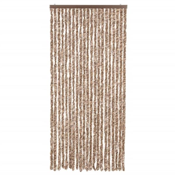 vidaXL flueforhæng 90x220 cm chenille beige og mørkebrun