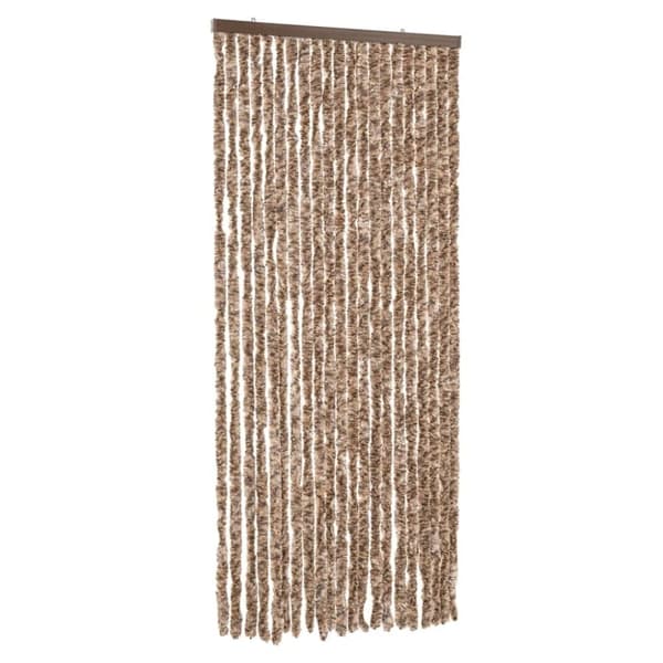 vidaXL flueforhæng 90x220 cm chenille beige og mørkebrun