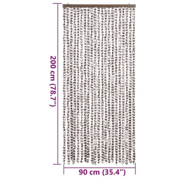 vidaXL flueforhæng 90x200 cm chenille gråbrun og hvid
