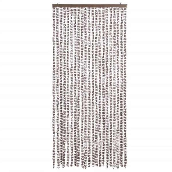 vidaXL flueforhæng 90x200 cm chenille gråbrun og hvid