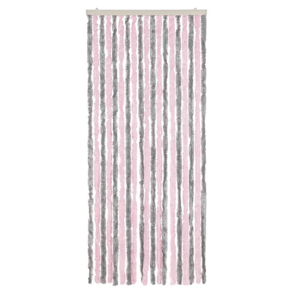 vidaXL flueforhæng 56x200 cm chenille sølvgrå og lyserød