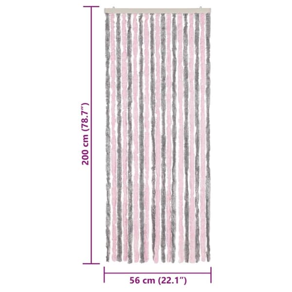 vidaXL flueforhæng 56x200 cm chenille sølvgrå og lyserød