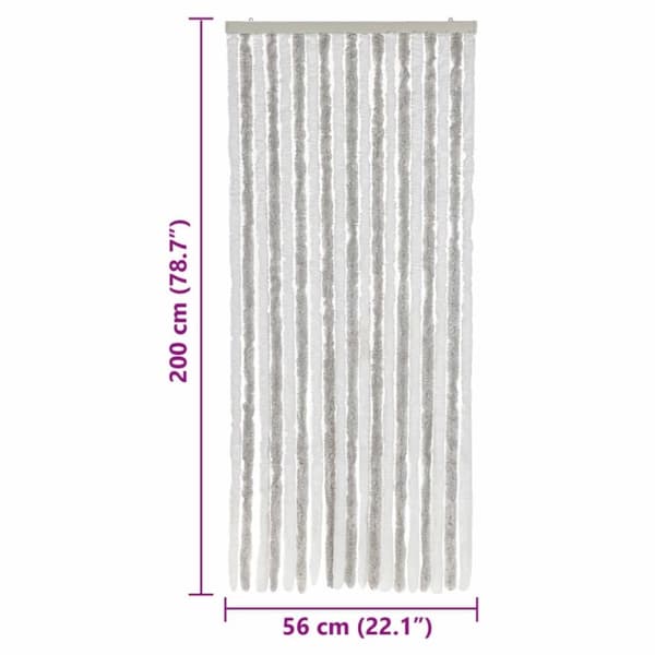 vidaXL flueforhæng 56x200 cm chenille lysegrå og hvid