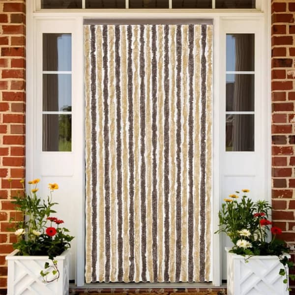 vidaXL Fluegardin mørkebrun og beige 100x230 cm chenille