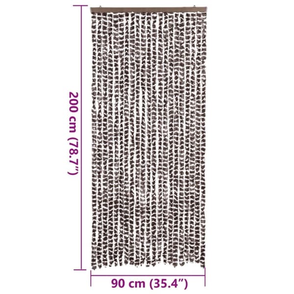 vidaXL flueforhæng 90x200 cm chenille brun og hvid