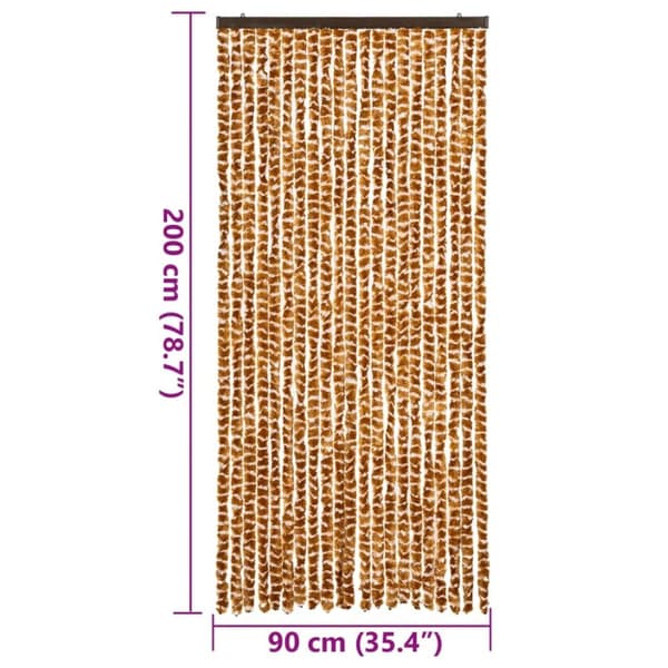 vidaXL flueforhæng 90x200 cm chenille okkergul og hvid
