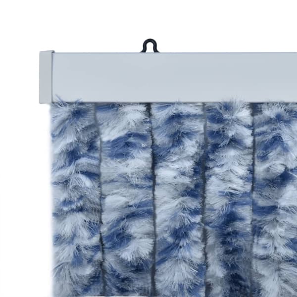 vidaXL flueforhæng 100x230 cm chenille blå og hvid