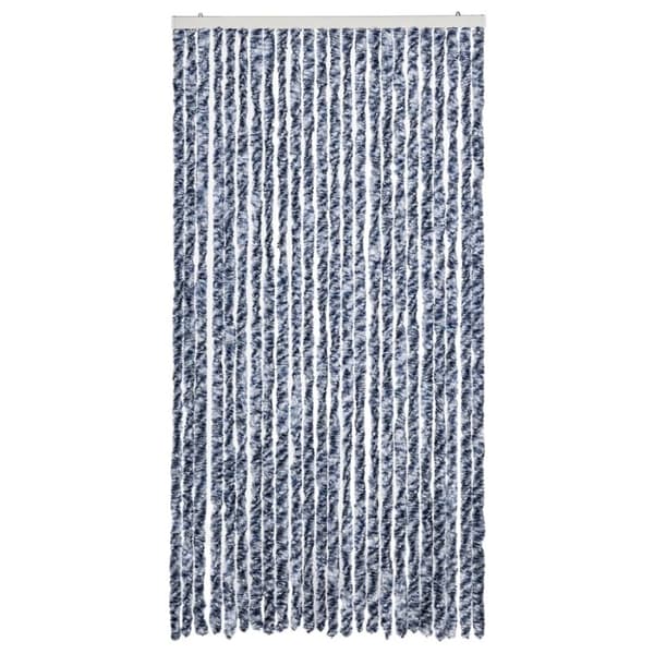 vidaXL flueforhæng 100x230 cm chenille blå og hvid