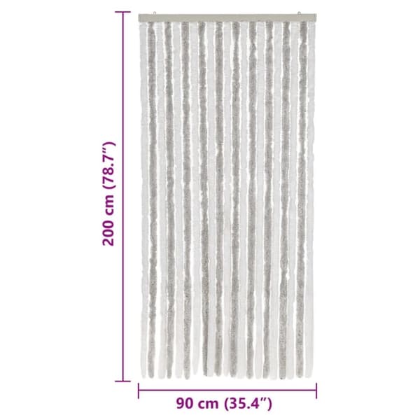 vidaXL Fluegardin lysegrå og hvit 90x200 cm chenille