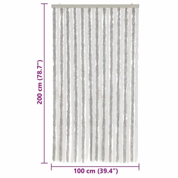 vidaXL flueforhæng 100x200 cm chenille lysegrå og hvid