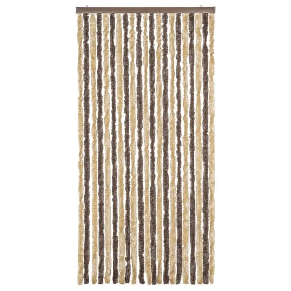 vidaXL flueforhæng 90x200 cm chenille mørkebrun og beige