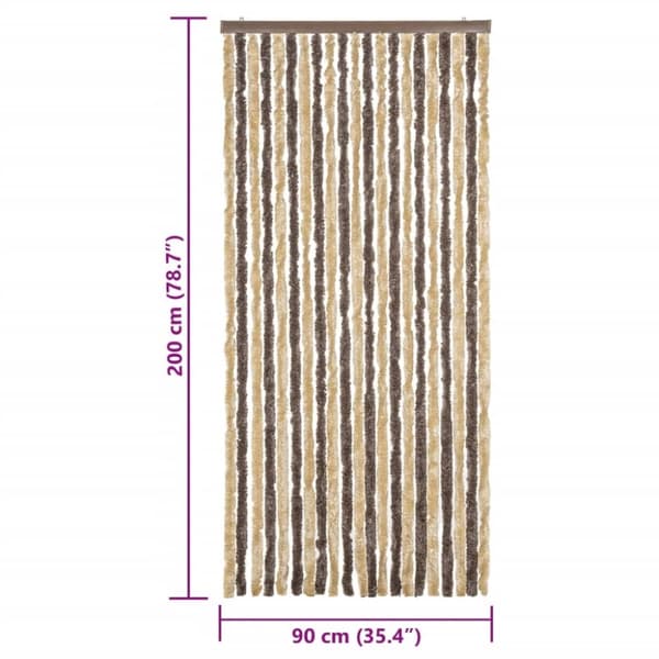 vidaXL Insektsgardin mörkbrun och beige 90x200 cm chenille