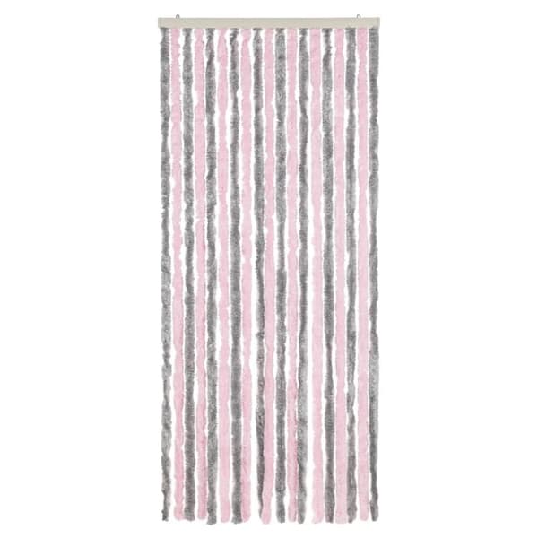 vidaXL flueforhæng 56x185 cm chenille sølvgrå og lyserød