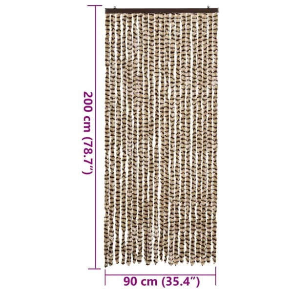 vidaXL Fluegardin beige og brun 90x200 cm chenille