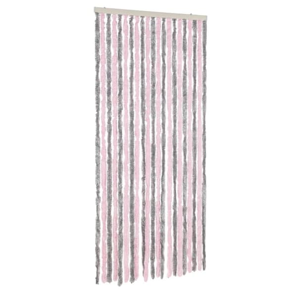 vidaXL Hyönteisverho hopeanharmaa ja pinkki 90x200 cm chenille