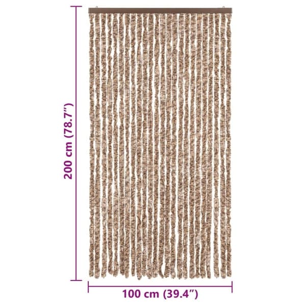vidaXL Insektsgardin beige och mörkbrun 100x200 cm chenille