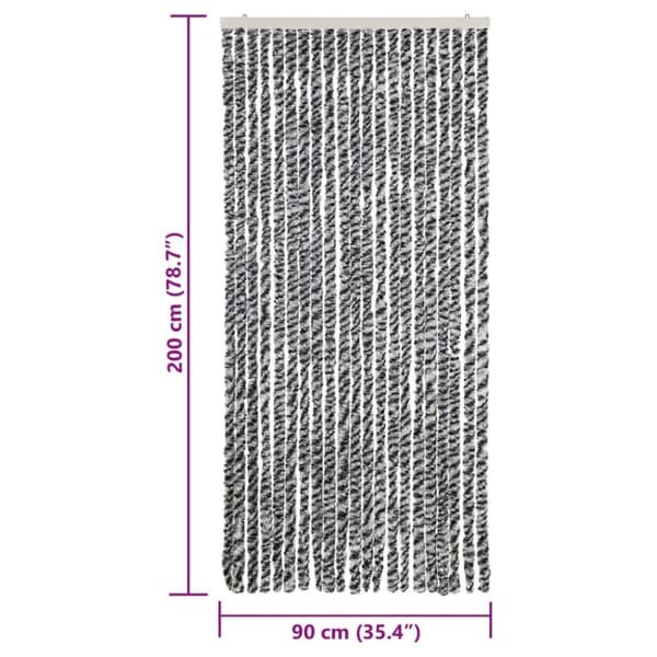 vidaXL flueforhæng 90x200 cm chenille grå + sort og hvid
