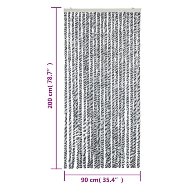 Hyönteisverho harmaa ja mustavalkoinen 90x200 cm chenille