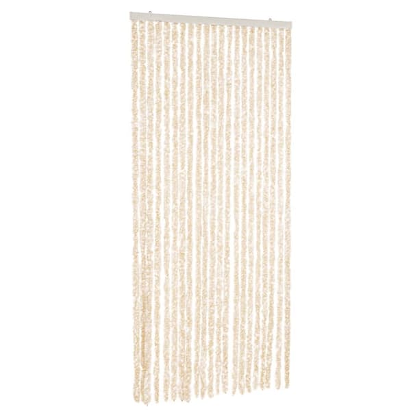 flueforhæng 90x200 cm chenille beige og hvid