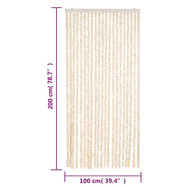 flueforhæng 100x200 cm chenille beige og hvid